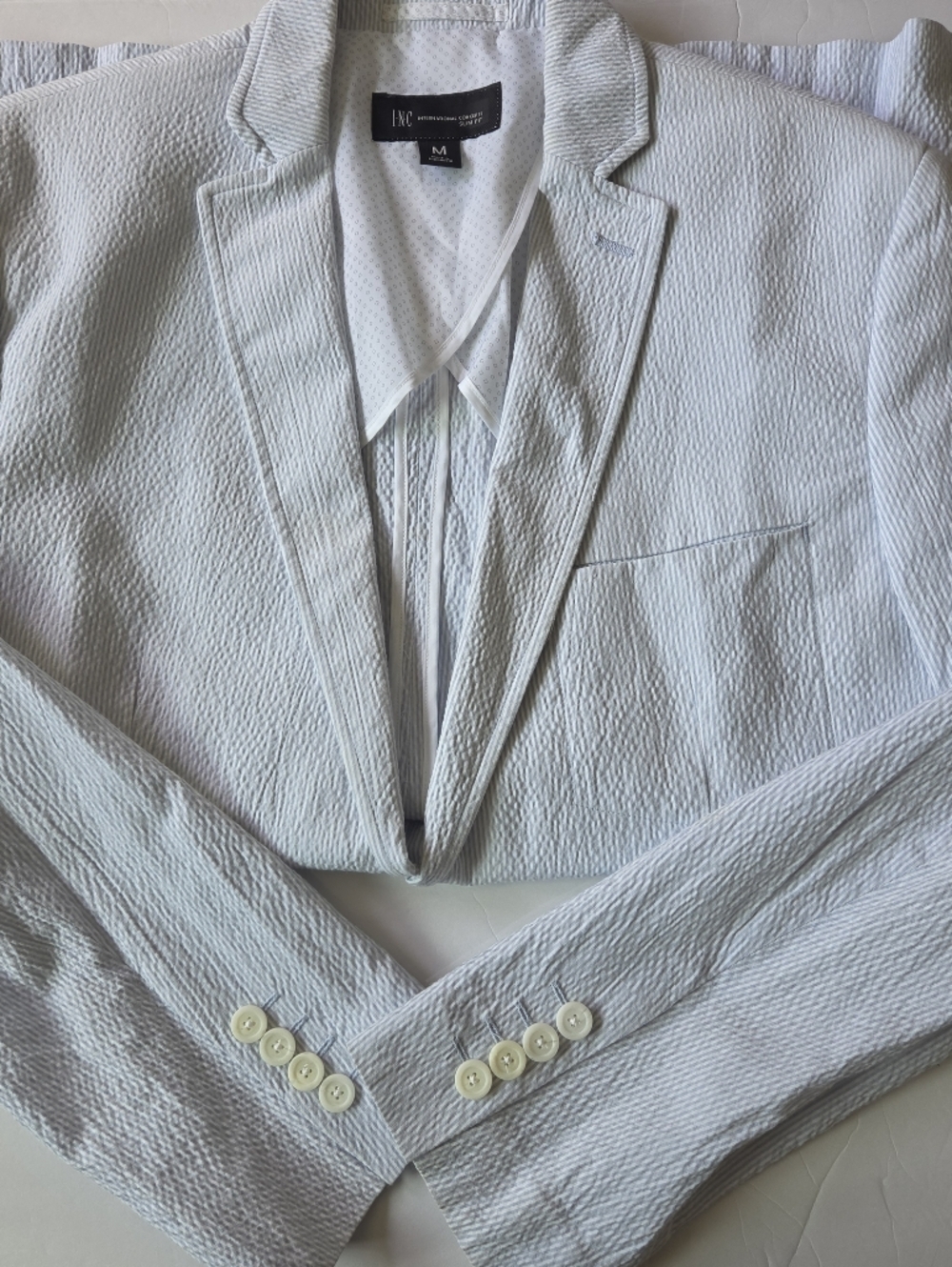 INC International Concepts Light Blue Seersucker Sport Coat - Picture 6 of 11